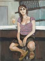 Young woman in a bistrot by Gietl, Karl