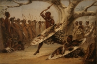 War dance of emigrant Zulus by Baines, Thomas