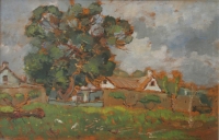 Farm with large trees by Wenning, Pieter Willem Frederick