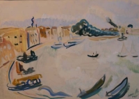 Boats and buildings by Stern, Irma