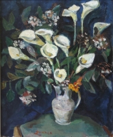Arum lillies in a jug by Sumner, Maud Frances Eyston