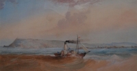 Natal from the sea - paddle tug pioneer off port natal by Bowler, Thomas William