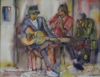 3 Men playing musical instruments by Ngatane, Ephraim Majalifa