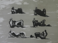 Six reclining figures by Moore, Henry