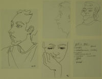 5 sketches - 4 faces & a shopping list by Relly, Tamsin
