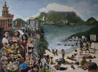 Cape Town scene - beach, mountain, café & street by Gietl, Karl