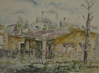 Houses with tree on left by Buthelezi, Mbongeni Richman