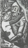 Original  Woodcut A Knight and his Queen by Baldinelli, Armando