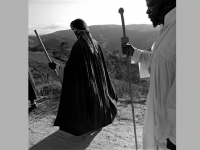 Elders of the Nazareth Baptist church lead some 100 000 adherents on a 3 day barefoot pilgrimage to the holly mountain in KZN by Marinovich, Greg