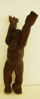 Wooden Sculpture/Man Playing Soccer by Hlungwani, Jackson