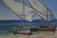 Dhows at shore II by Meyer, Denby