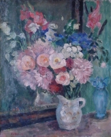 Still life with flowers in a white jug by Sumner, Maud Frances Eyston