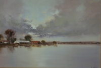 River house with boats by Brigg, Mel