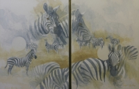 2 Paintings of zebra by Hanley, Rupert