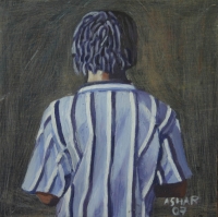Man in blue & white shirt with back to us by Mhlongo, Sandile Anthony