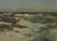 Waves crashing on rocks by Paravano, Dino