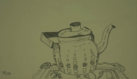 Tea pot on tray by Relly, Tamsin