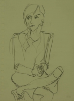 Lady sitting with crossed legs by Relly, Tamsin