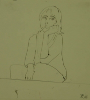 Girl seated with head on hand by Relly, Tamsin