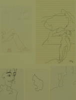 5 sketches - cat - wine glass - lady & crossed legs by Relly, Tamsin