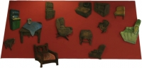 Different furniture on red background by Unknown