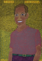 John Roome - man with glasses on yellow background by Zulu, Siphiwe