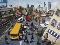 Joburg street scene - people, taxis buildings etc by Gietl, Karl