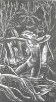 Original Woodcut Naked Lady by Baldinelli, Armando