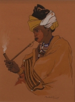 Woman smoking pipe by Tyrrell, Barbara