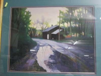 Road after rain with house by Unknown