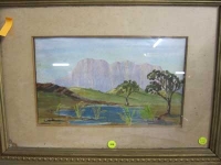 Landscape with big mountain by Unknown